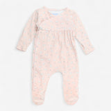 Pink sleepsuit white rabbits 