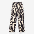 Trousers  Black Cream Abstract Print High Waist Pa