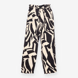 Trousers  Black Cream Abstract Print High Waist Pa
