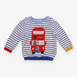 Sweater Knit Paddington London Bus Blue Strip