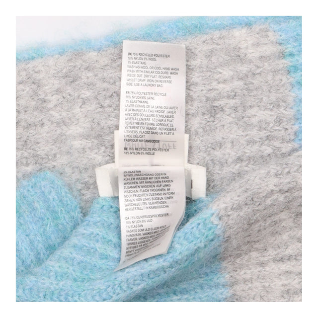 Knitted Scarf Blue Grey Colour Block Soft Oversize