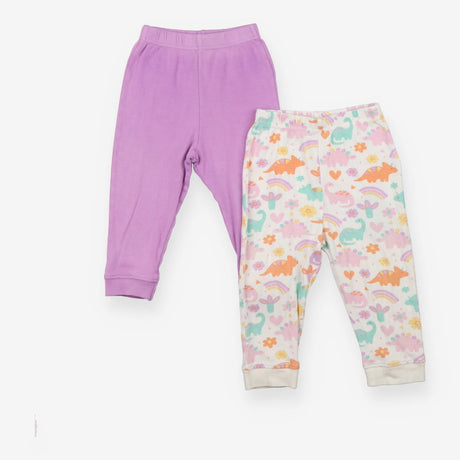 2 pack Pyjama Bottoms purple and white with dino r