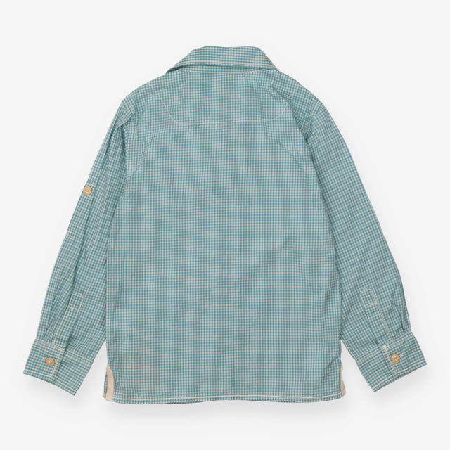 Shirt long sleeve blue and white check 