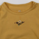 Bodysuit Long Sleeved Mustard Flower Applique