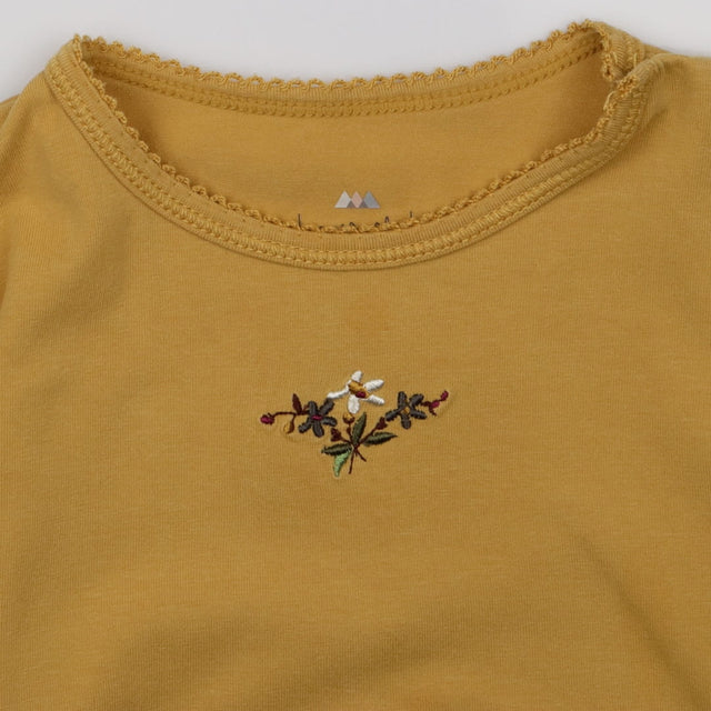 Bodysuit Long Sleeved Mustard Flower Applique