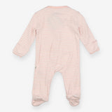 Pink stripe sleepsuit with bunny and butterfly