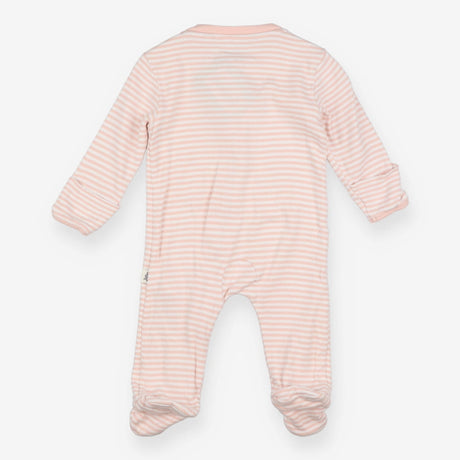 Pink stripe sleepsuit with bunny and butterfly
