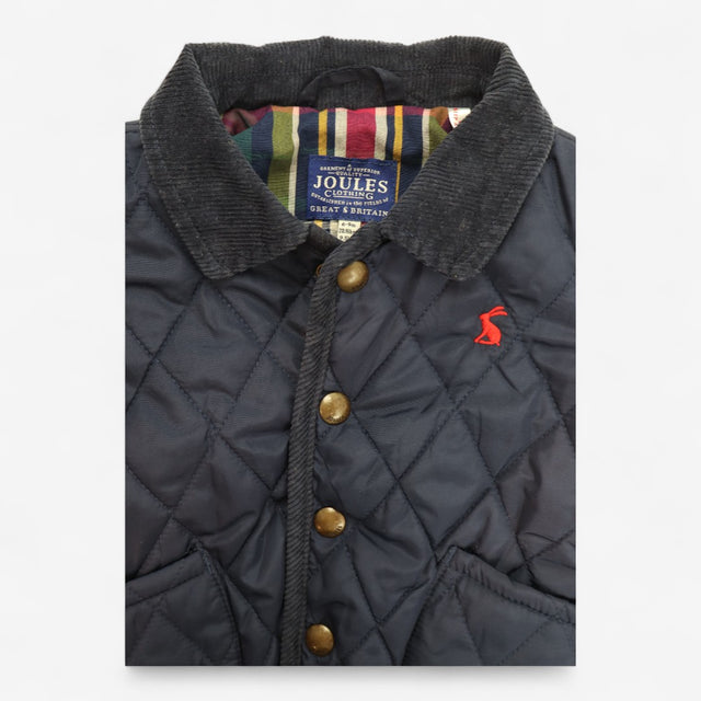 Quilted Navy Jacket with Cord Collar