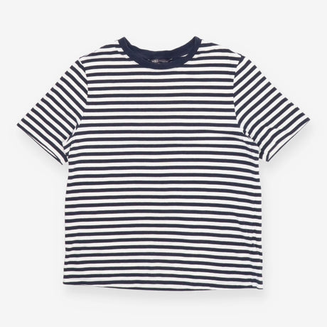 Navy and white striped crew neck t-shirt