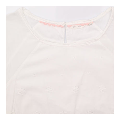 White Blouse Scoop Neck with Broderie Anglaise