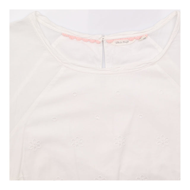 White Blouse Scoop Neck with Broderie Anglaise
