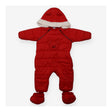 Pramsuit with Removable Feet Red Bear Ear Hood and