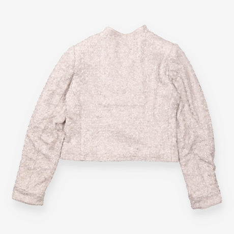 Sequin Asymmetric Biker Jacket Champagne Silver