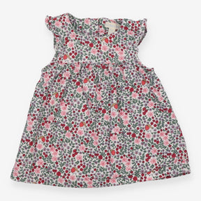 Cord Dress With Frill Sleeves, Floral and Robins