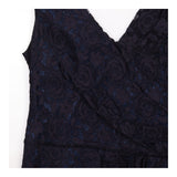 Navy Floral Lace Sleeveless Wrap Dress