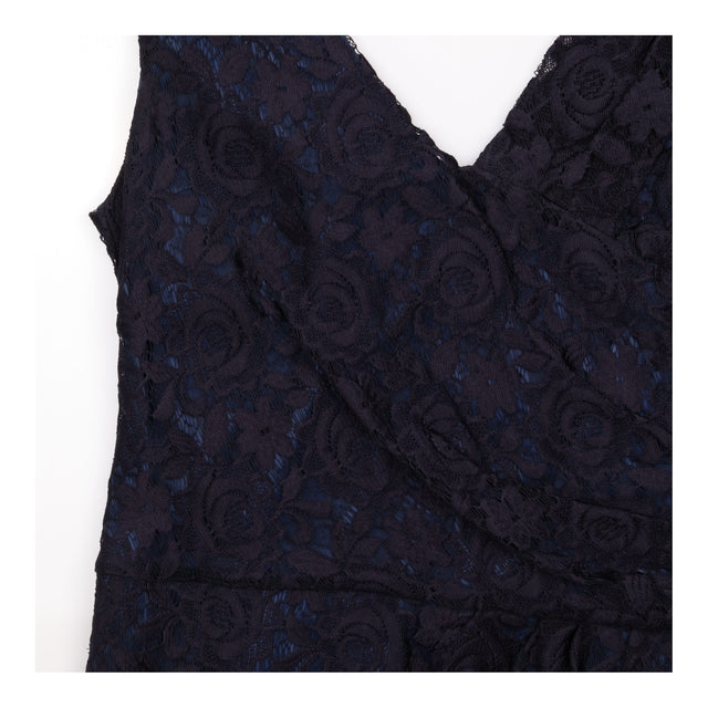 Navy Floral Lace Sleeveless Wrap Dress