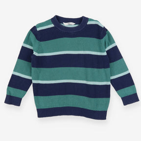Knit Sweater Green and Blue Stripe