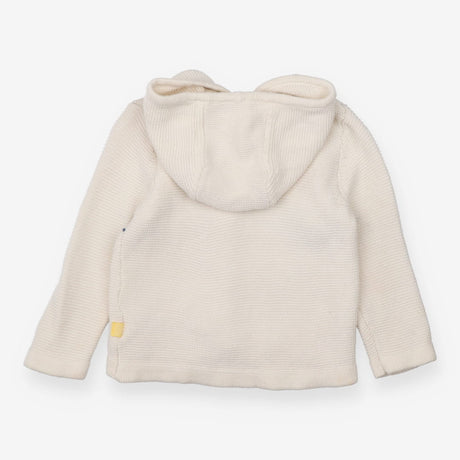Hoodie Cardigan Knit White Rainbow Stripe