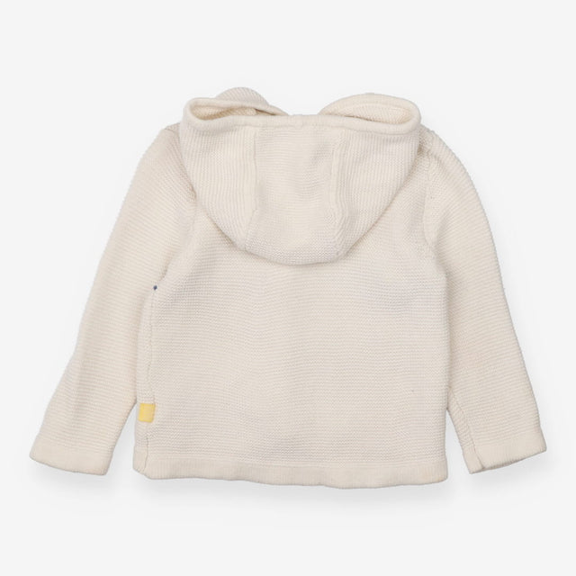 Hoodie Cardigan Knit White Rainbow Stripe