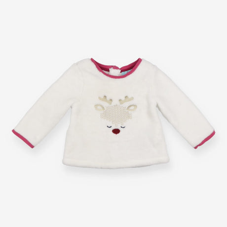Sweater white fluffy reindeer 