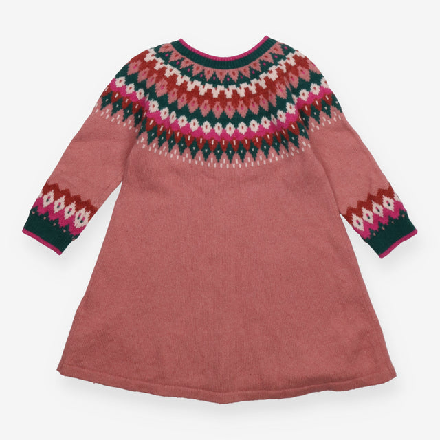 Knit Dress Pink with Fairisle