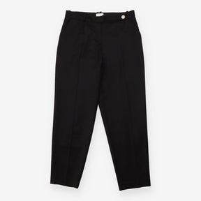 Tailored Trousers Black Tapered Leg Pleat Detail