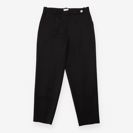 Tailored Trousers Black Tapered Leg Pleat Detail