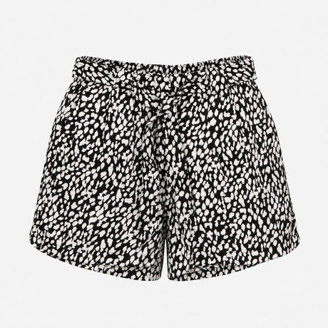Shorts High Waisted Belted Spot Print Black White