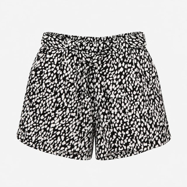 Shorts High Waisted Belted Spot Print Black White