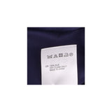 Top Navy Blue 100% Silk Pleated Short Sleeve Crew 