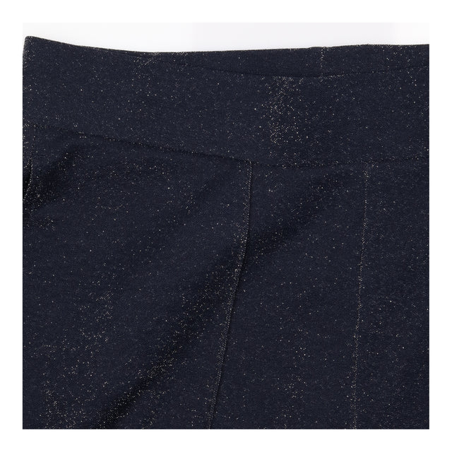 Navy Silver Sparkle Wide Leg Jersey Trousers SHORT