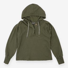 Khaki Green V neck Hoodie