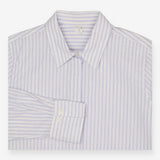 Shirt Blue White Stripe Cotton Poplin Long Sleeve 