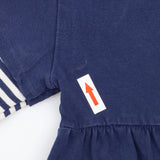 Dress LS jersey stripe sleeves navy blue