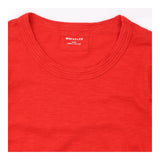 Top Red Long Sleeve Scoop Neck Slub