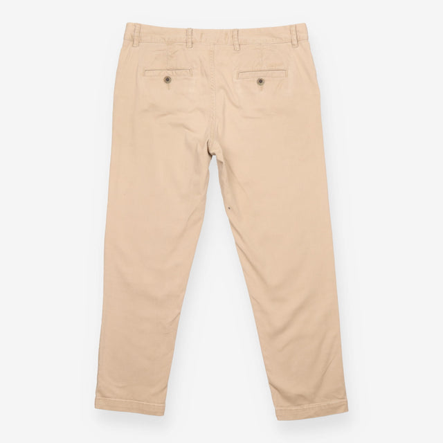 Trousers Chino Straight Leg Beige Cotton Stretch