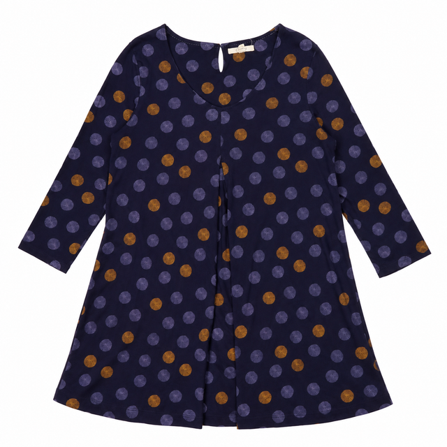 Long Sleeve Tunic Navy Polka Dot