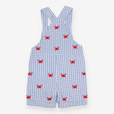 Dungarees Shortie Blue Plaid with Crab Appliques