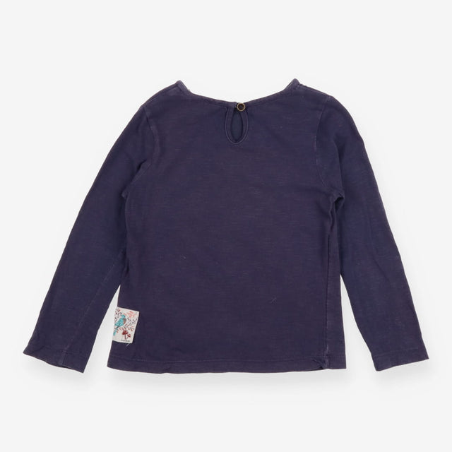 Tee LS navy blue sequin snow flakes