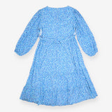 Maternity Midi Dress Blue Abstract Print Blouson S