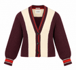 Cardigan V Neck Colourblock Striped Chunky Knit
