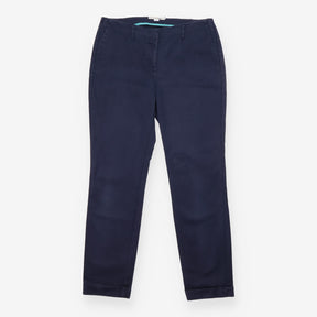 Navy Blue Cotton Stretch Tailored Trousers