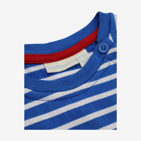Romper blue striped animal bus