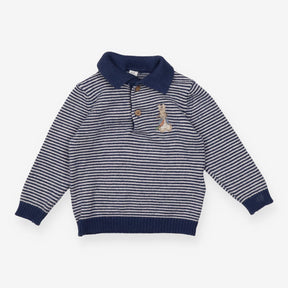 Sweater blue white stripe Peter Rabbit blue collar