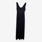 Navy Stretch Jersey V‑Neck Maxi Dress – Wide Strap