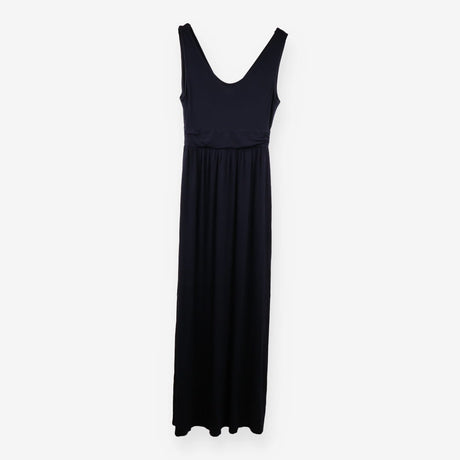 Navy Stretch Jersey V‑Neck Maxi Dress – Wide Strap