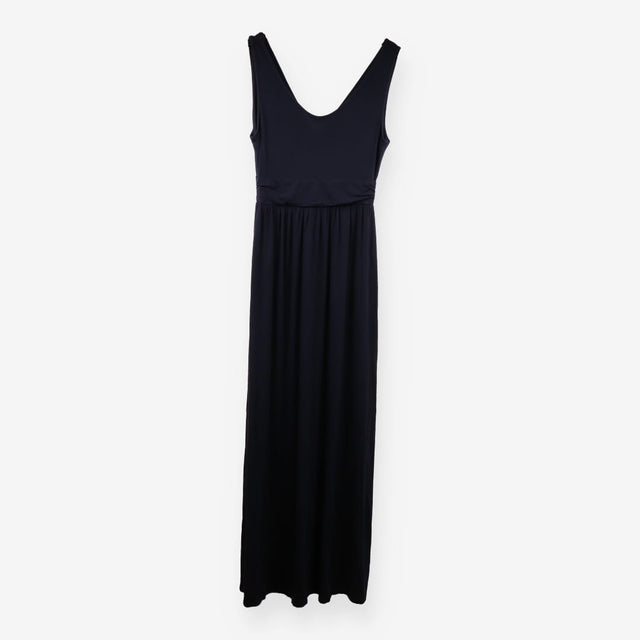 Navy Stretch Jersey V‑Neck Maxi Dress – Wide Strap