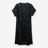 Maternity & Nursing Black Midi Dress with Grey Pat