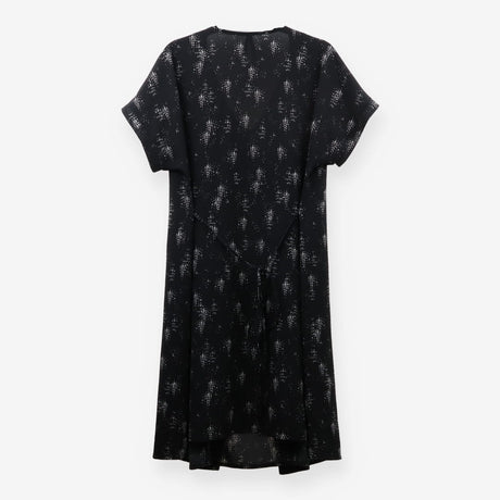 Maternity & Nursing Black Midi Dress with Grey Pat