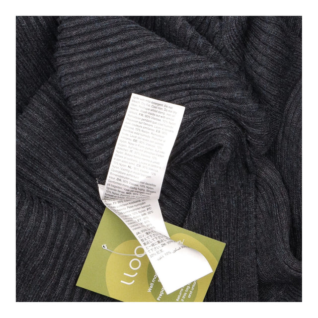 Knit Dress Grey V Neck Pearl Button Ribbed